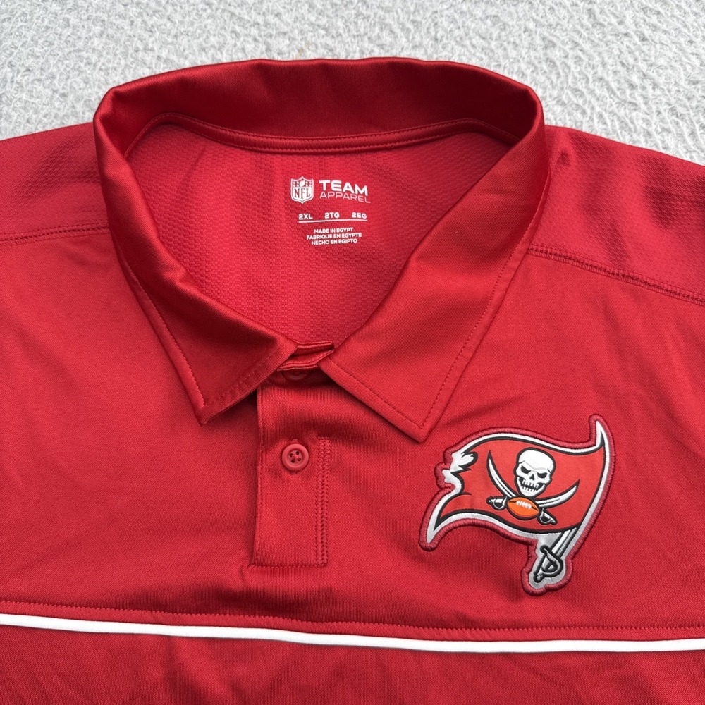 NFL Team Apparel Polo Golf Shirt Mens XXL Red Solid Tampa Bay Buccaneers NFL